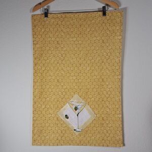 Tea Towel Martini Linen Cocktail Napkin Embellished Wheat Honeycomb Print